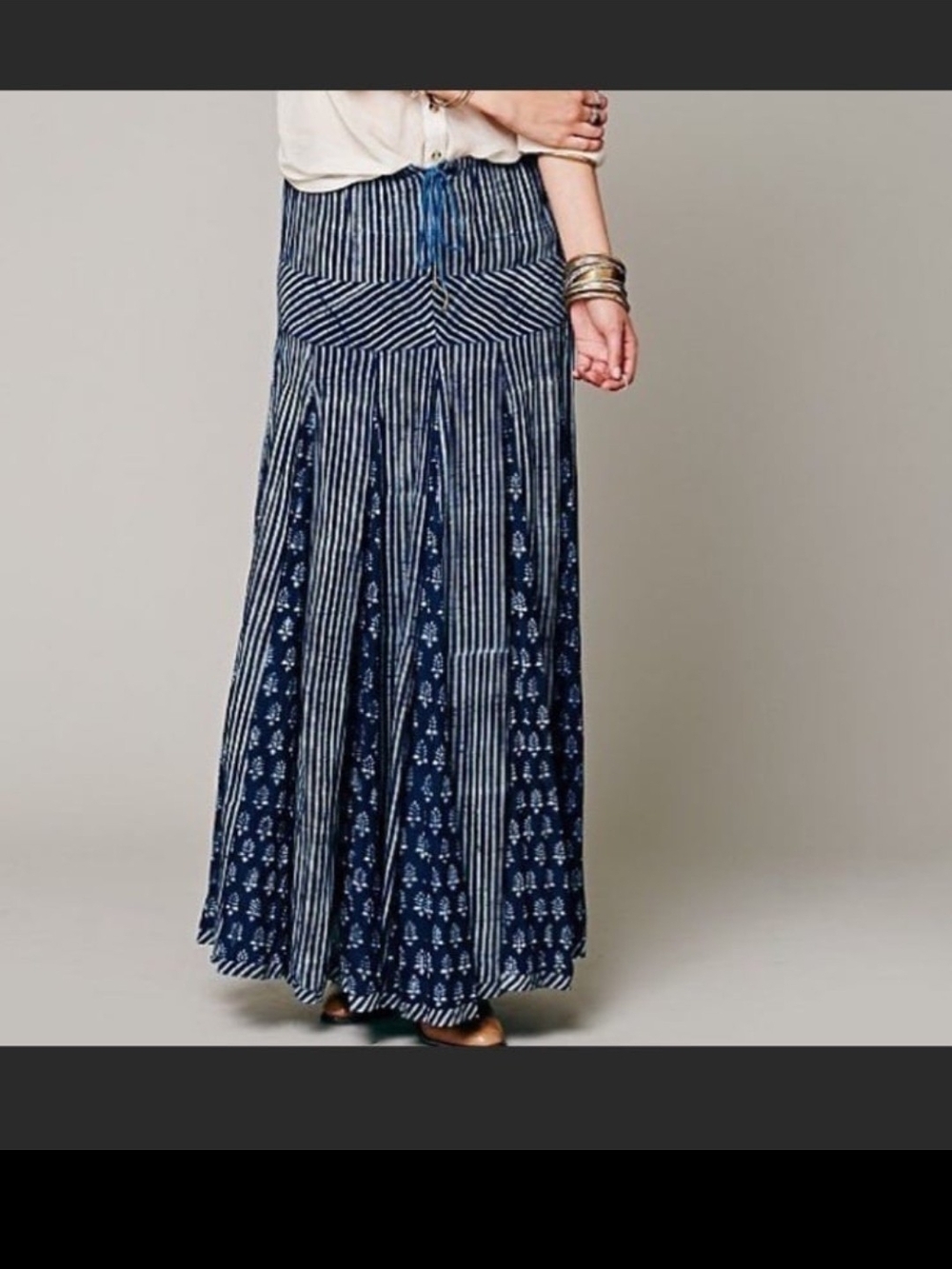 Free PEOPLE maheya Collabpration Convertible Blue City Maxi Skirt Midi Dress